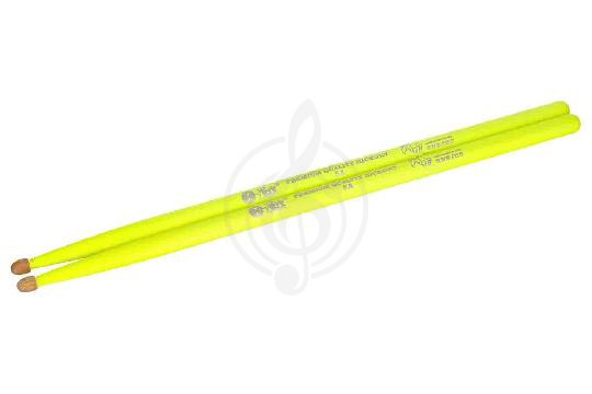 Палочки для барабанов HUN Fluorescent Series 5A - Барабанные палочки, желтые, орех гикори, HUN Fluorescent Series 5A 10101003001 в магазине DominantaMusic - фото 1