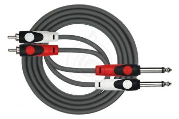 Межблочный кабель Y-межблочный кабель Kirlin Kirlin LGA-404-2M/BK 24AWG - кабель соединительный 2 Jack 6.3 мм на 2 RCA, 2 метра LGA-404-2M/BK - фото 2