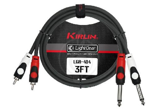 Изображение Kirlin LGA-404-2M/BK 24AWG - кабель соединительный 2 Jack 6.3 мм на 2 RCA, 2 метра