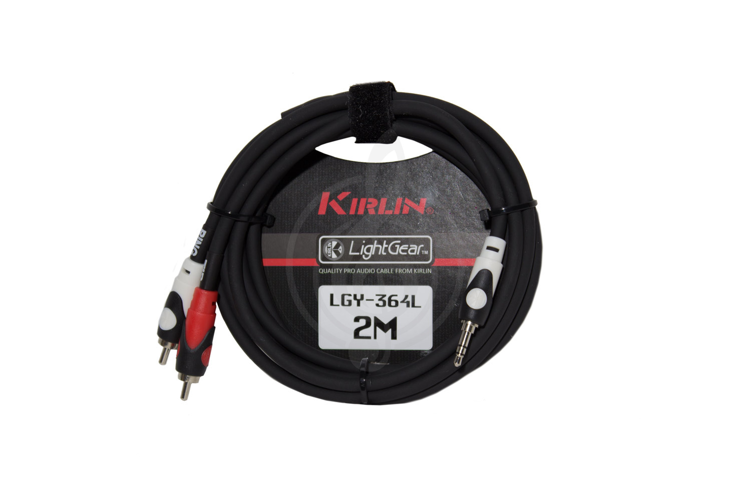 Y-кабель Y-межблочный кабель Kirlin Kirlin LGY-364L-2M/BK 24AWG - кабель соединительный Jack 3,5 мм на 2 RCA LGY-364L-2M/BK - фото 1