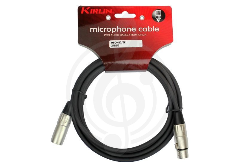 XLR-XLR микрофонный кабель XLR-XLR микрофонный кабель Kirlin Kirlin MPC-480 10M BK - кабель микрофонный XLR M - XLR F, 10 метров MPC-480 10M BK - фото 1
