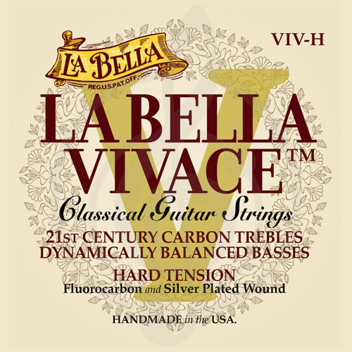 Струны для классической гитары Струны для классических гитар La Bella La Bella VIV-H Vivace - Комплект струн для классической гитары, карбон/посеребренные, сильное нат. VIV-H - фото 1