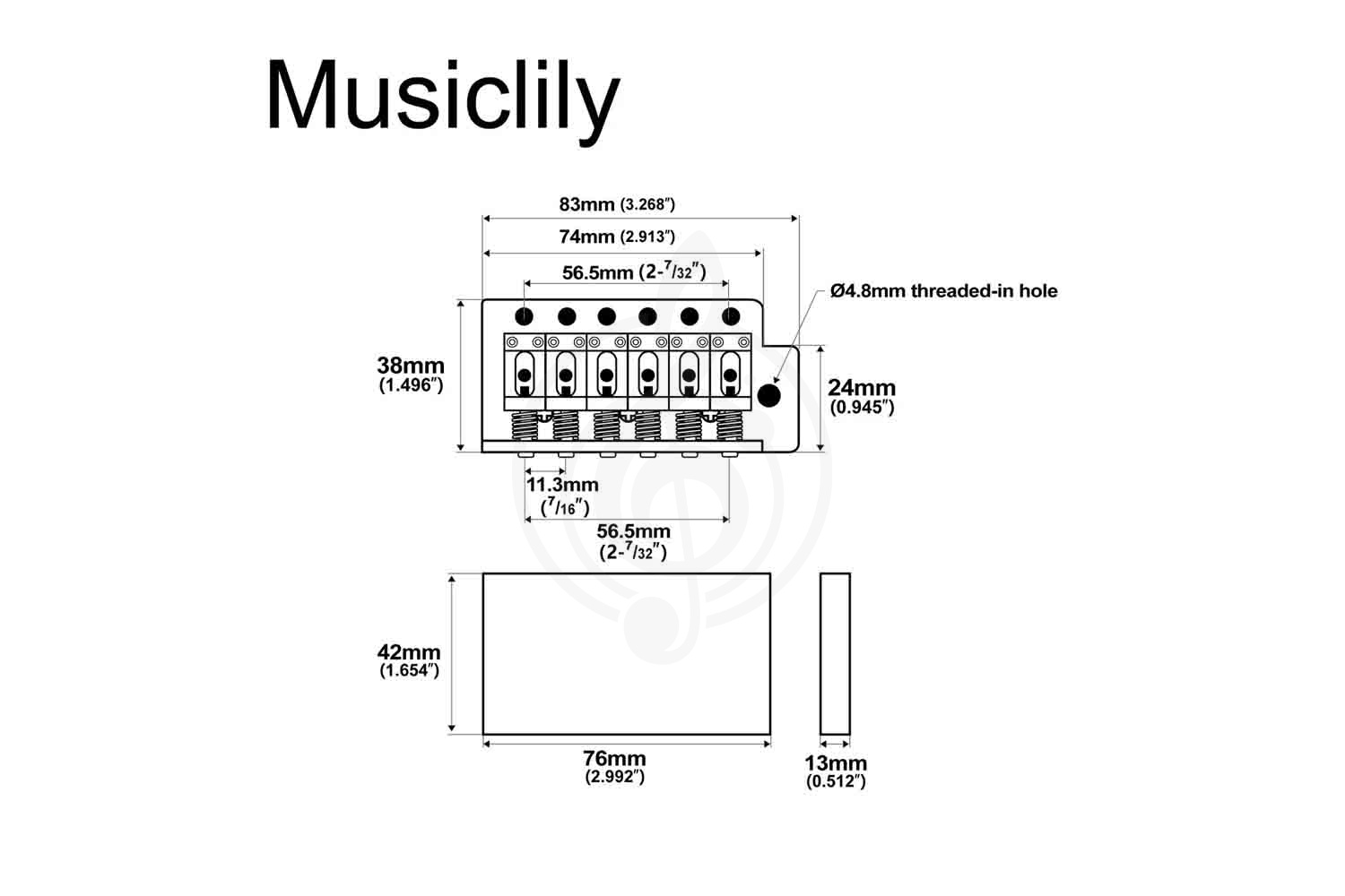 Тремоло Musiclily MX1530CR - Бридж тремоло, Musiclily MX1530CR в магазине Доминанта мьюзик - фото 2