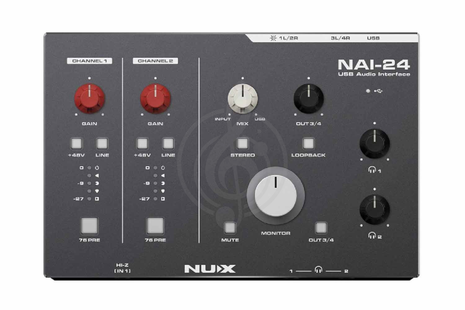 Звуковая карта Nux NAI-24 - Звуковая карта USB, Nux NAI-24 в магазине Доминанта мьюзик - фото 1