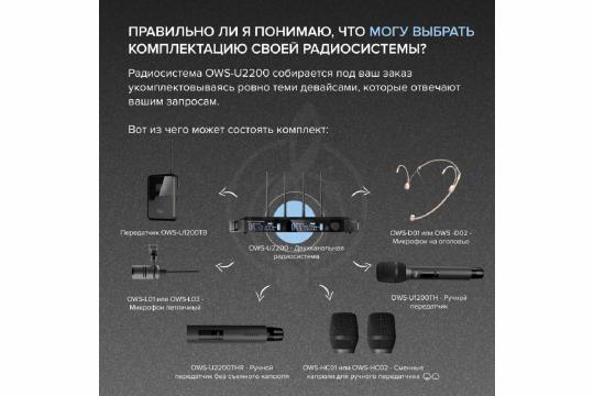 Радиосистема с головным микрофоном Октава OWS-U2200D01-B - Двухканальная радиосистема, Октава OWS-U2200D01-B в магазине Доминанта мьюзик - фото 5