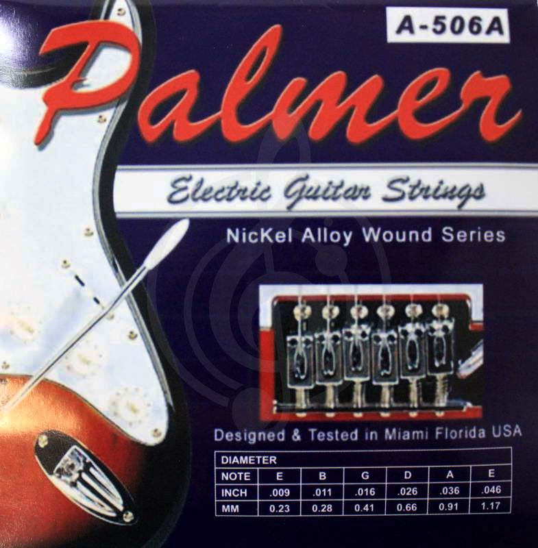 Струны для электрогитары Струны для электрогитар Palmer PALMER A-506A, 009-046 Cтруны д/эл.гитары  никель A-506A - фото 1