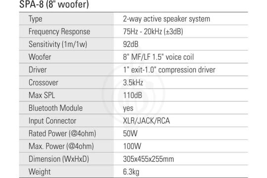 Активная акустическая система SPA-8 Акустическая система активная, MP3, SD, USB, BT, 50Вт, Leem,  SPA-8 в магазине DominantaMusic - фото 2
