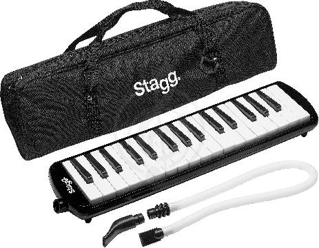 Изображение STAGG MELOSTA32 BK - пианика,32 клавиши, мундштук, гибкая трубка, в мягком чехле, длина 41 см, цвет: