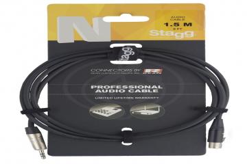 Межблочный кабель Y-межблочный кабель Stagg STAGG NAC1.5MPSMX4FR - аудио кабель XLR/джек 3.5 мм, 1,5 м, черный NAC1.5MPSMX4FR - фото 2