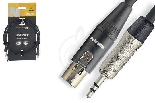 Изображение STAGG NAC1.5MPSMX4FR - аудио кабель XLR/джек 3.5 мм, 1,5 м, черный