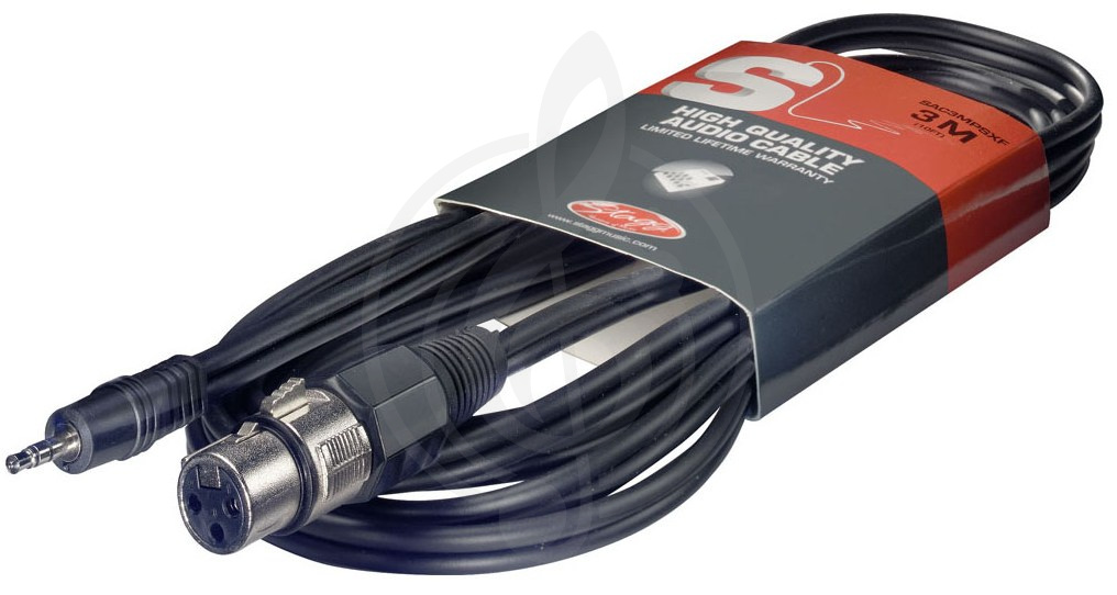 Межблочный кабель Y-межблочный кабель Stagg STAGG SAC3MPSXF -аудио шнур XLR(F)-JACK mini stereo папа, серия Deluxe, 3 метра, черного цвета SAC3MPSMJS - фото 1