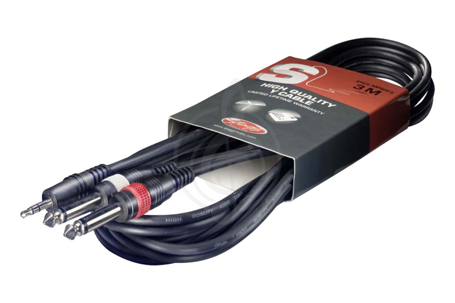 Y-кабель Y-межблочный кабель Stagg STAGG SYC3/MPS2P E-3м, Y-кабель, 1x стерео мини JACK - 2x моно JACK, цвет: чёрный SYC3/MPS2P E-3м - фото 1