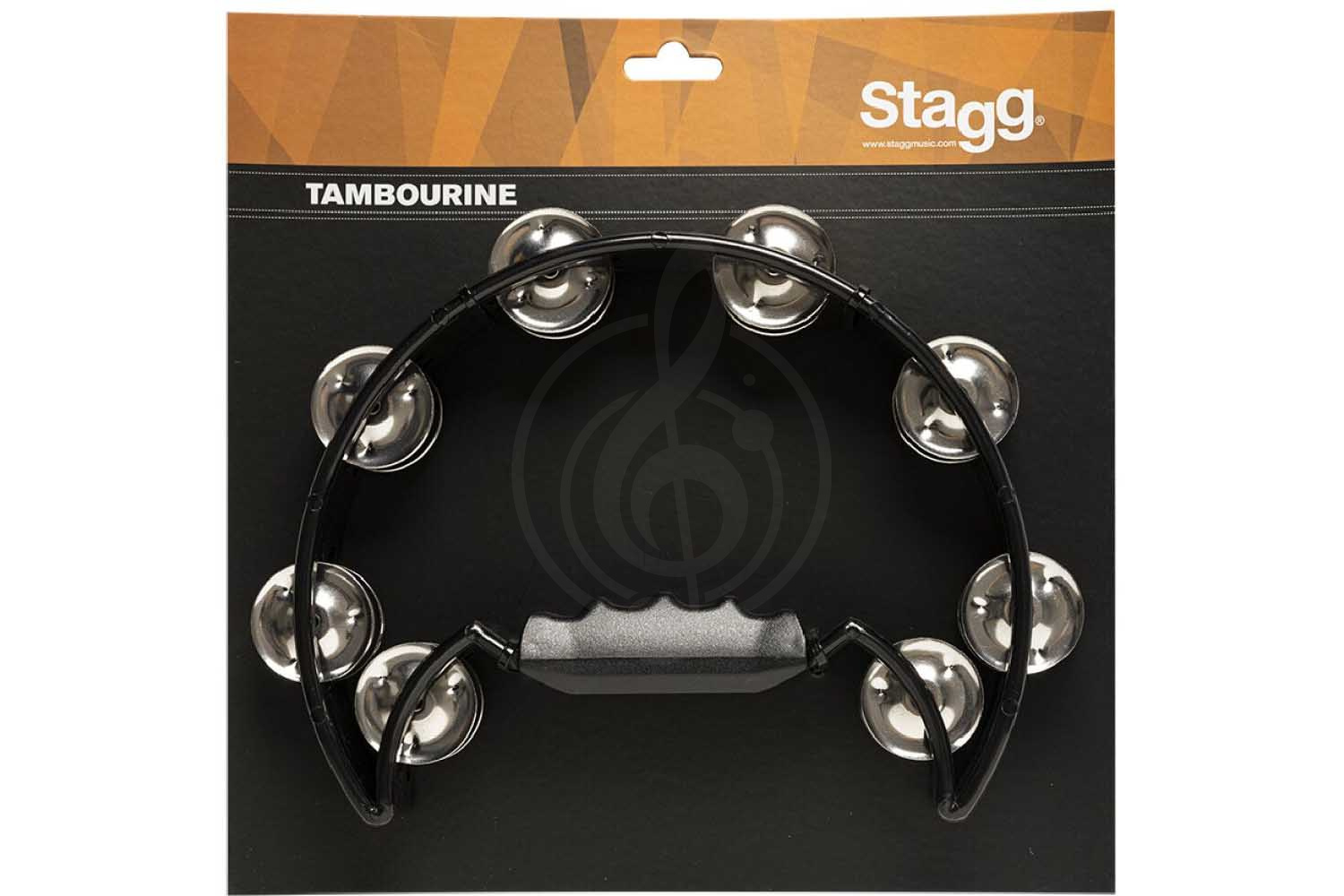 Тамбурин Тамбурины Stagg STAGG TAB-2 BK Полукруглый тамбурин с ручкой, 16 колокольчиков, цвет: черный (BK) TAB-2 BK - фото 2