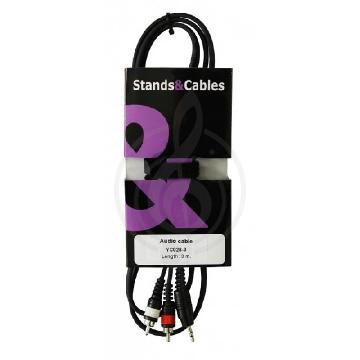 Изображение STANDS & CABLES YC-028-3 - кабель распаянный мини-Jack 3,5мм стерео - 2xRCA, длина 3 м.