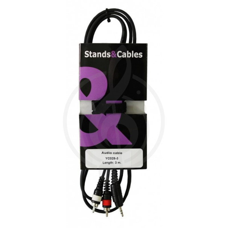 Y-кабель Y-межблочный кабель STANDS & CABLES STANDS & CABLES YC-028-3 - кабель распаянный мини-Jack 3,5мм стерео - 2xRCA, длина 3 м. YC-028-3 - фото 1