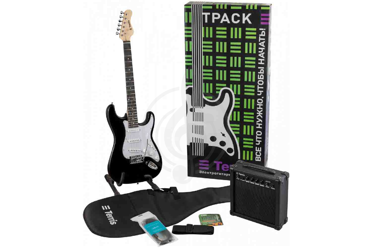 Электрогитара Stratocaster Terris TPACK-TST-045 BK - Комплект электрогитары, Terris TPACK-TST-045 BK в магазине DominantaMusic - фото 1