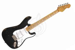 Изображение Vintage V6MRBK - Электрогитара типа Stratocaster, цвет Distressed Black 