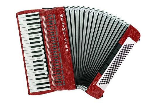Аккордеон Weltmeister Saphir-IV-120/41-RD Saphir - Аккордеон 41/120/IV/11/5, красный, с ремнями и чехлом,  Saphir-IV-120/41-RD Saphir в магазине DominantaMusic - фото 1