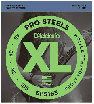 Изображение D'Addario EPS165 ProSteels - Комплект струн для бас-гитары, Custom Light, 45-105, Long Scale