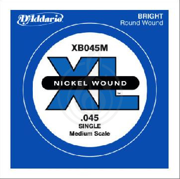 Изображение D'Addario XB045M Nickel Wound - Отдельная струна для бас-гитары, никелированная, 045