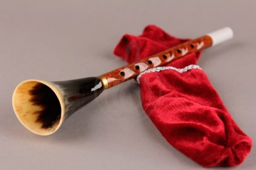 Изображение YARA ZA-1 - жалейка + чехол, сопрано, состав: шпон красного дерева и рог быка.