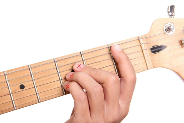 Глушение струн гитары левой рукой